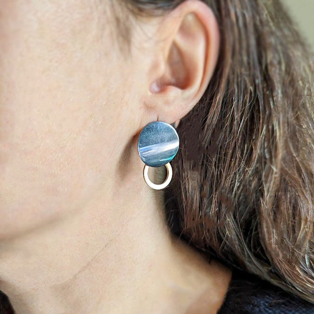 Stainless Steel Hypoallergenic Geometric Modern Post Disc and Hoop Earrings